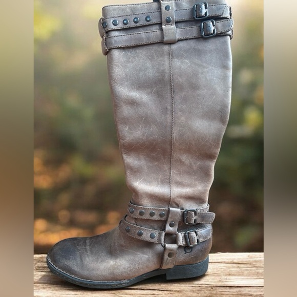 Born Shoes - BORN Leather Riding Boots with Studded Buckles and Beautiful Detailing Size 7.5
